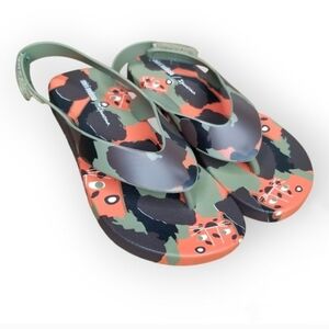 Mini Melissa x Ipanema green camo flip flop Shoes orange tigers toddler size 12